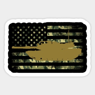 M1 Abrams Military Battle Tank Camo American Flag Sticker